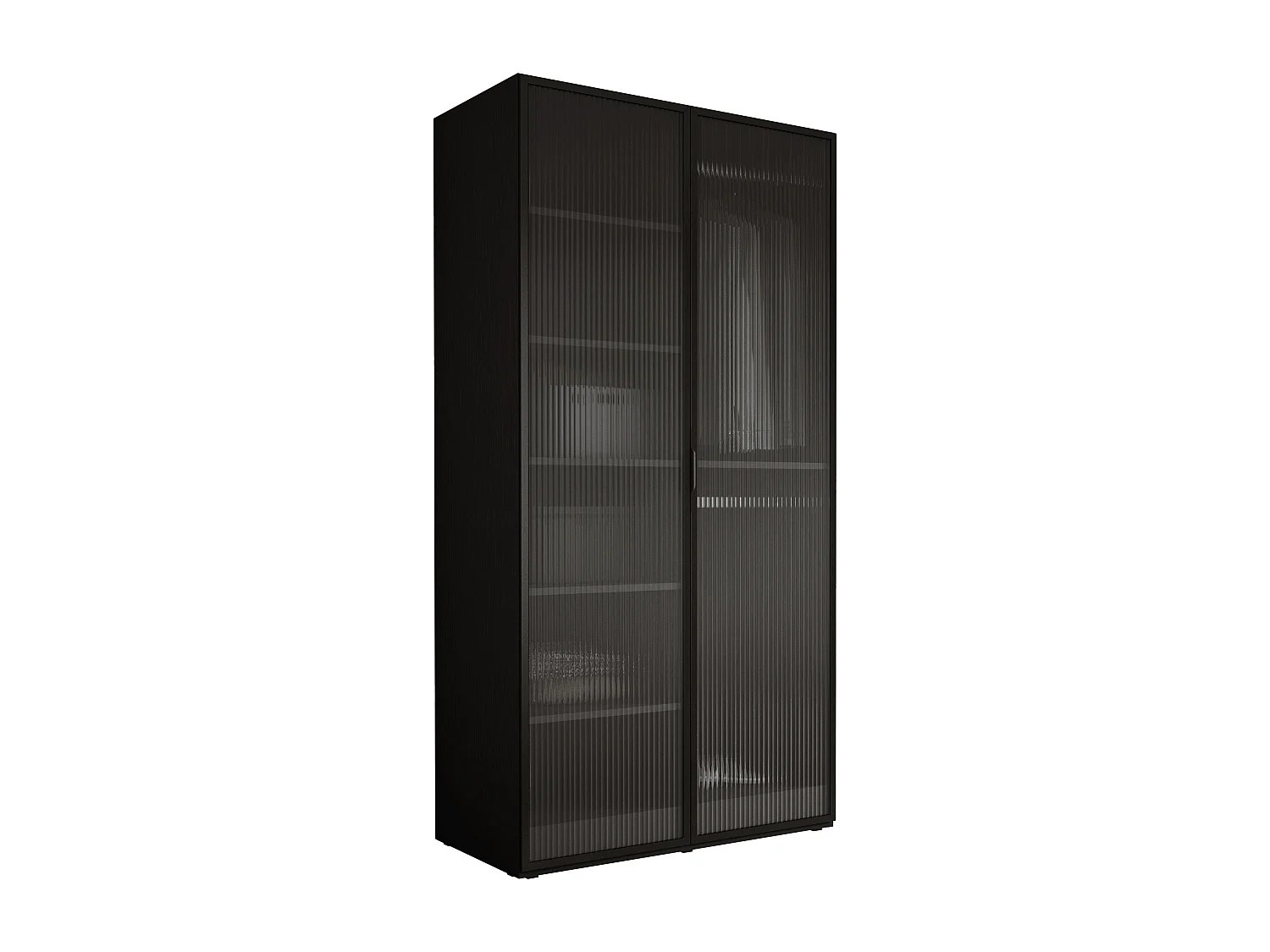 Schrank: Graphitschwarz / Geriffeltes Glas, 100 x 200 x 51 cm