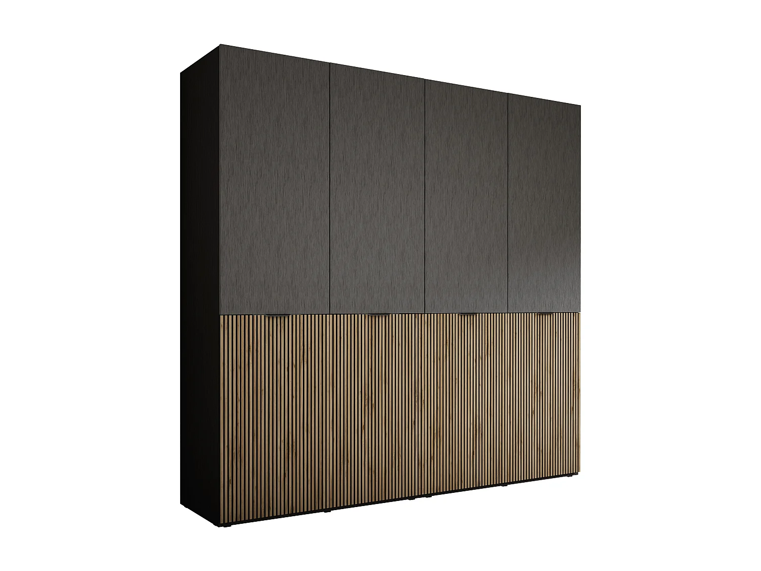 Kleiderschrank: Graphitschwarz / Wotan-Eiche, 200 x 200 x 51 cm