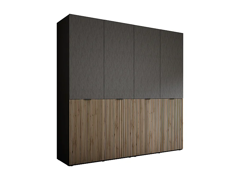 Kleiderschrank: Graphitschwarz / Wotan-Eiche, 200 x 200 x 51 cm