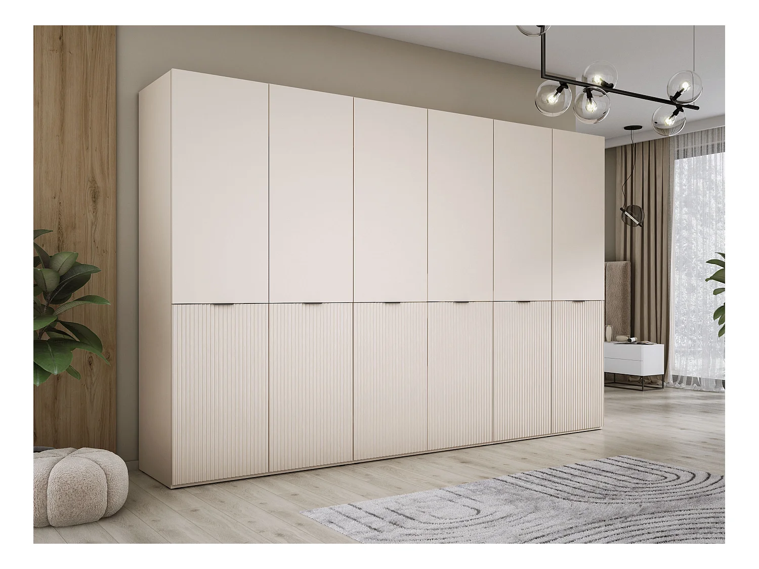 Kleiderschrank, Sandbeige, 3 x 100 x 200 x 51 cm