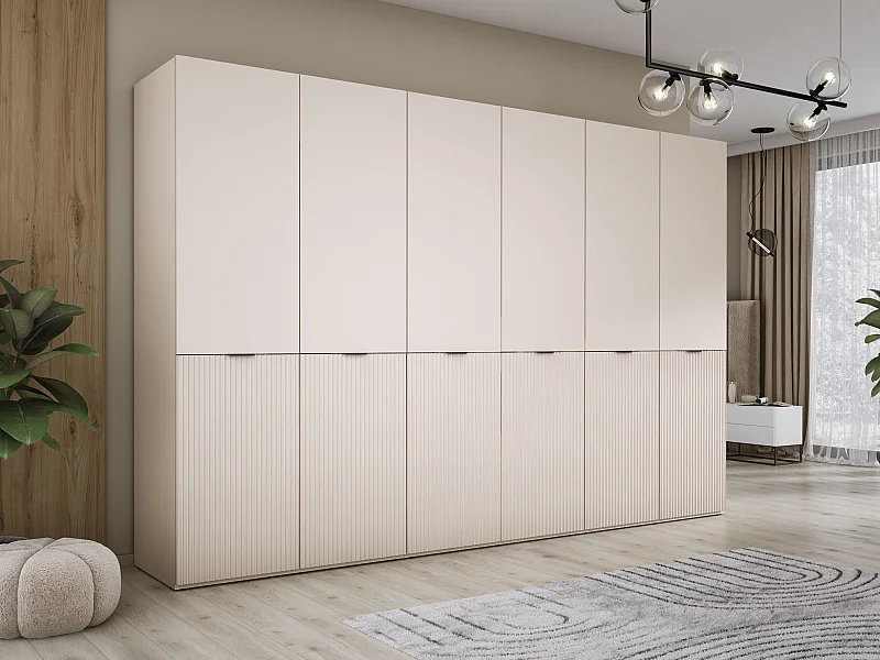 Kleiderschrank, Sandbeige, 3 x 100 x 200 x 51 cm