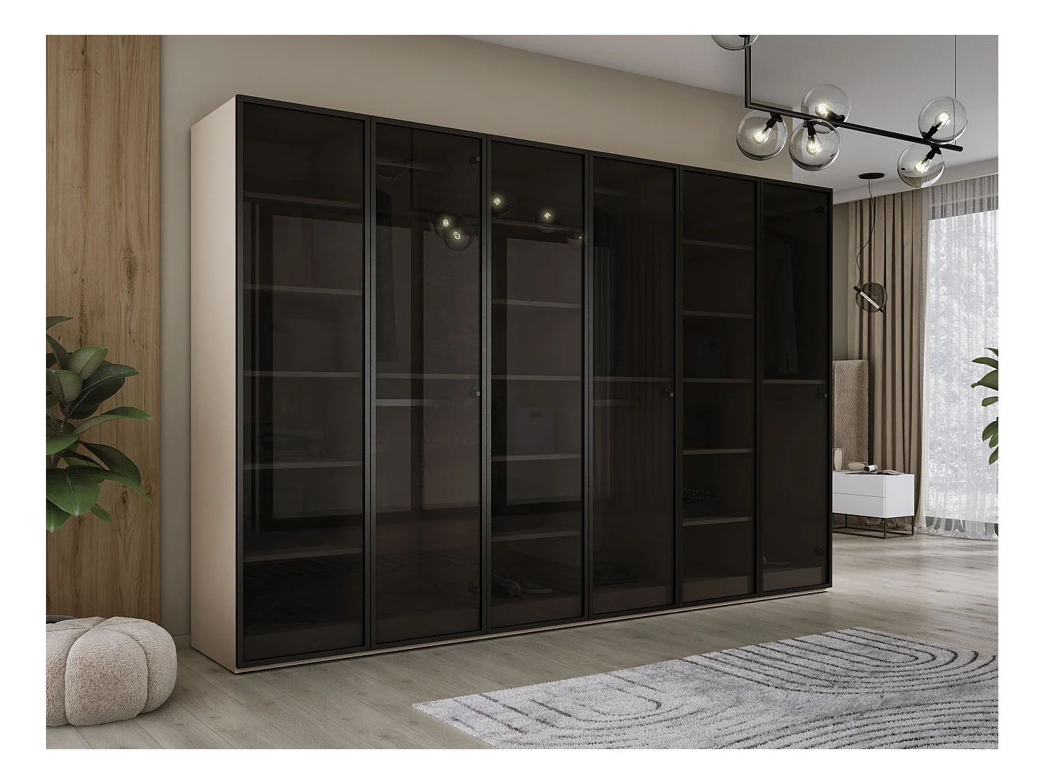 Kleiderschrank, Platingrau, 3 x 100 x 200 x 51 cm