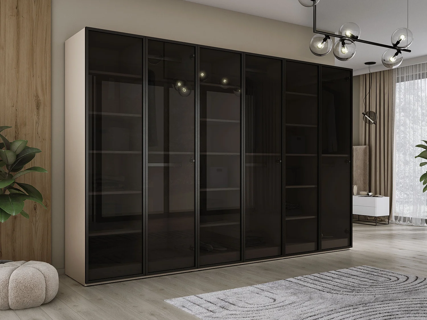 Schrank: Platingrau / Anti-Sonnenschutzglas, 300 x 200 x 51 cm