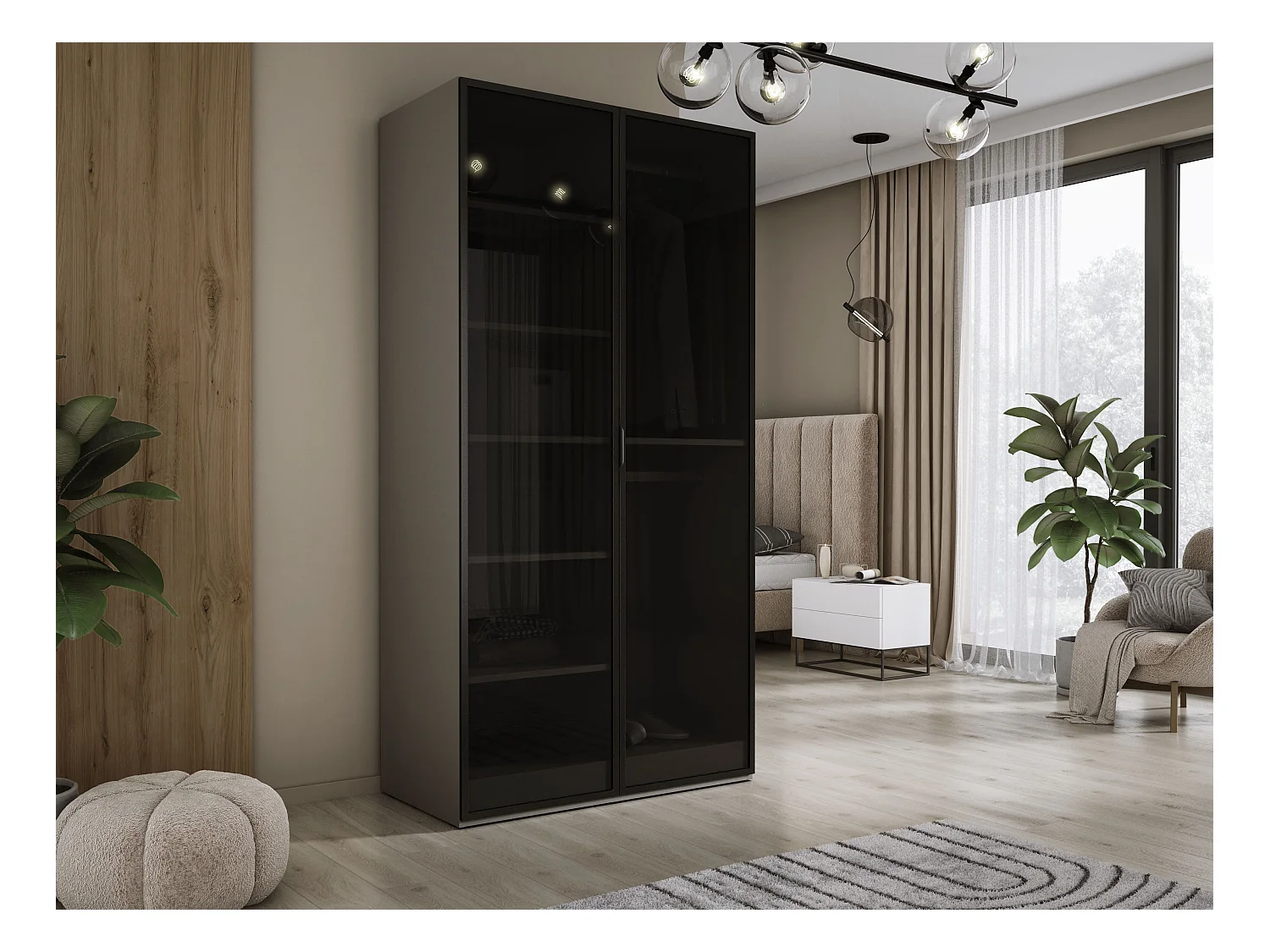 Kleiderschrank, Platingrau, 100 x 200 x 51 cm