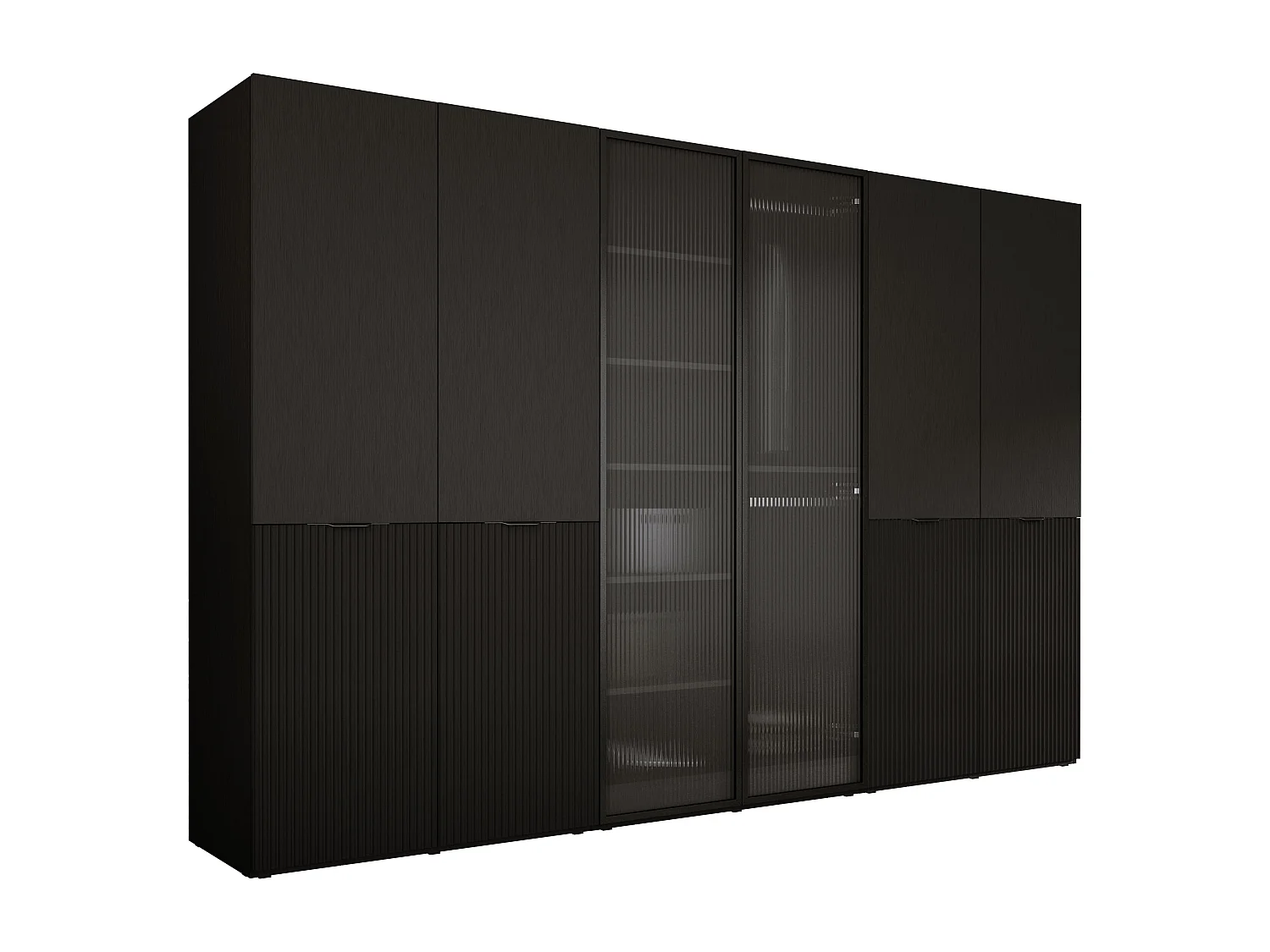 Kleiderschrank, Graphitschwarz / klares Glas, 3 x 100 x 200 x 51 cm