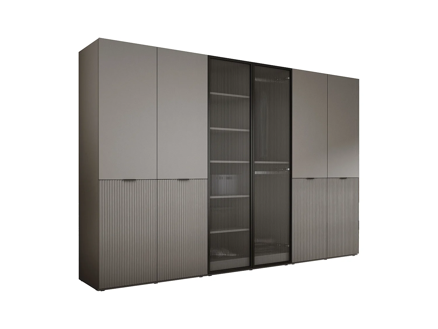 Kleiderschrank, Platingrau / klares Glas, 3 x 100 x 200 x 51 cm