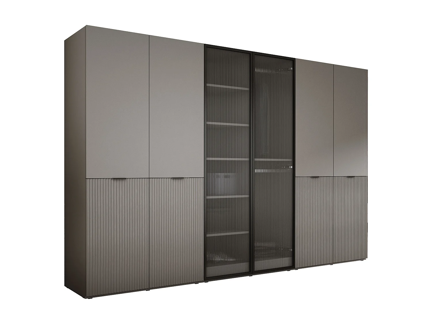 Kleiderschrank, Platingrau / klares Glas, 3 x 100 x 200 x 51 cm