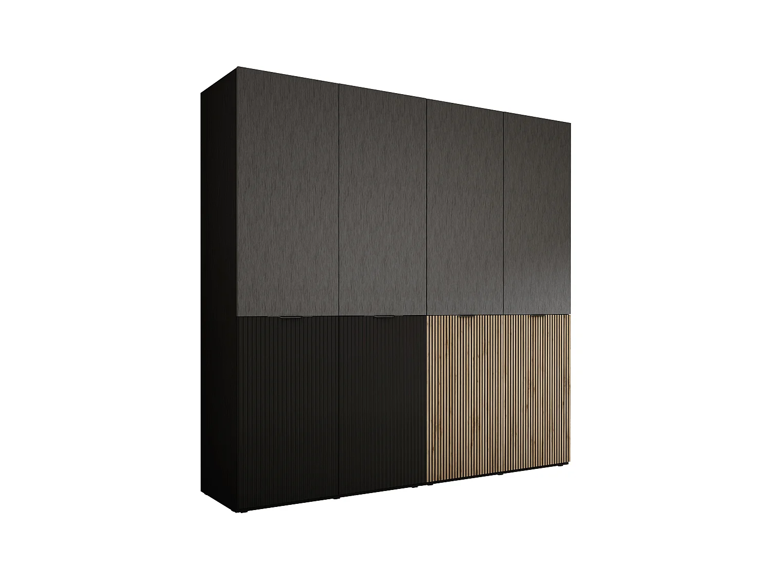 Kleiderschrank, Graphitschwarz / Wotan-Eiche, 2 x 100 x 200 x 51 cm