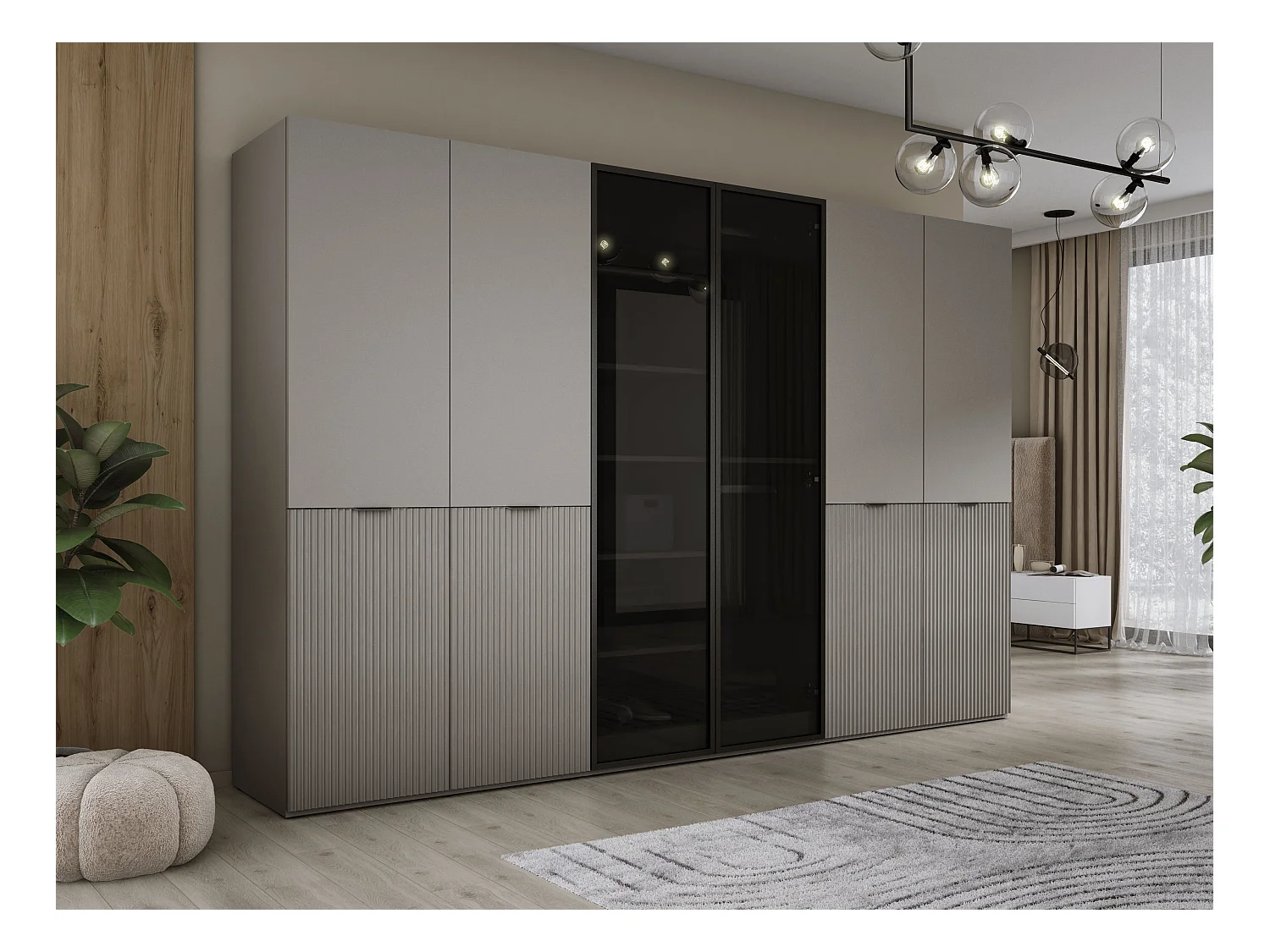 Kleiderschrank, Platingrau, 3 x 100 x 200 x 51 cm