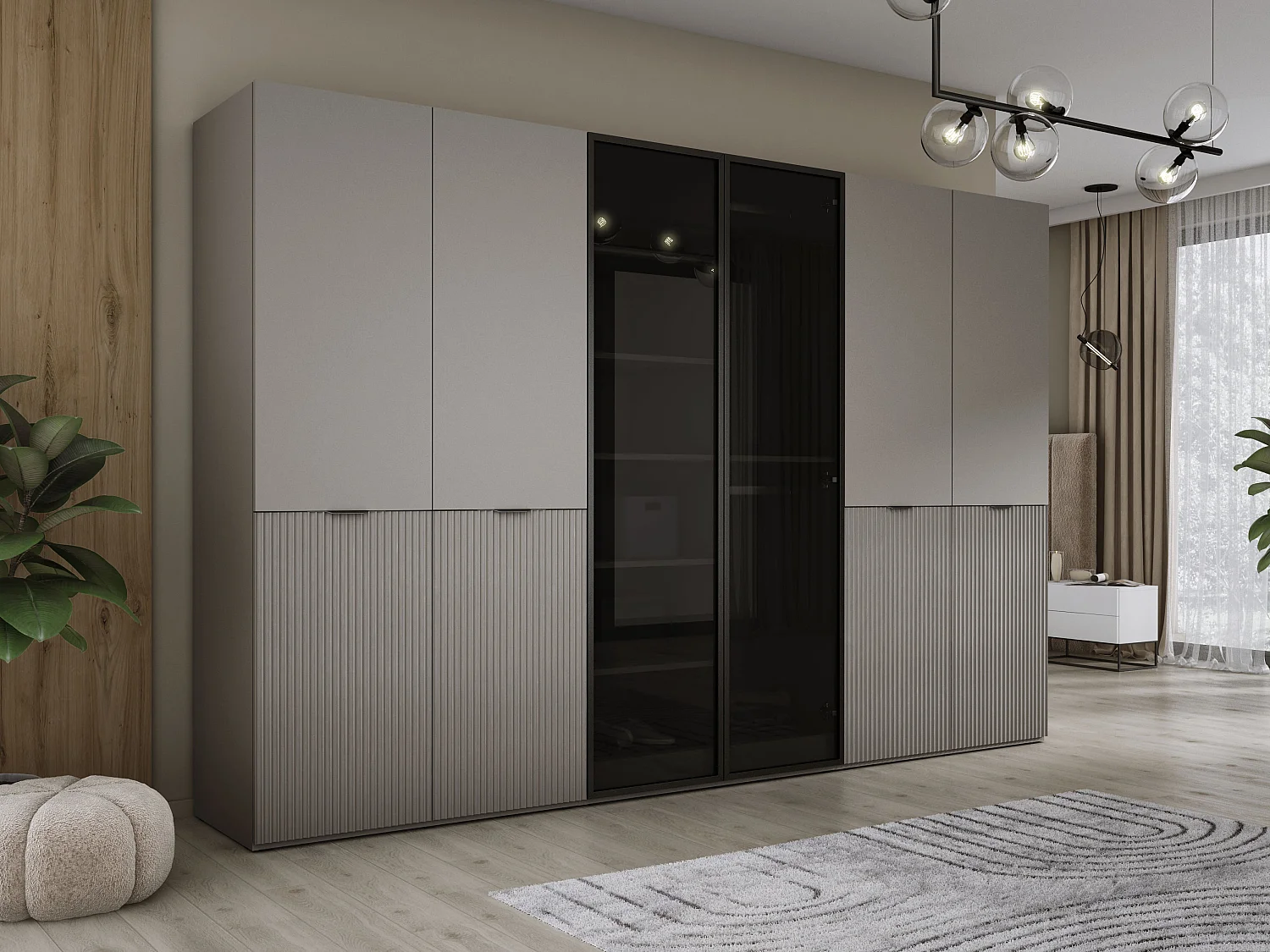 Kleiderschrank, Platingrau, 3 x 100 x 200 x 51 cm