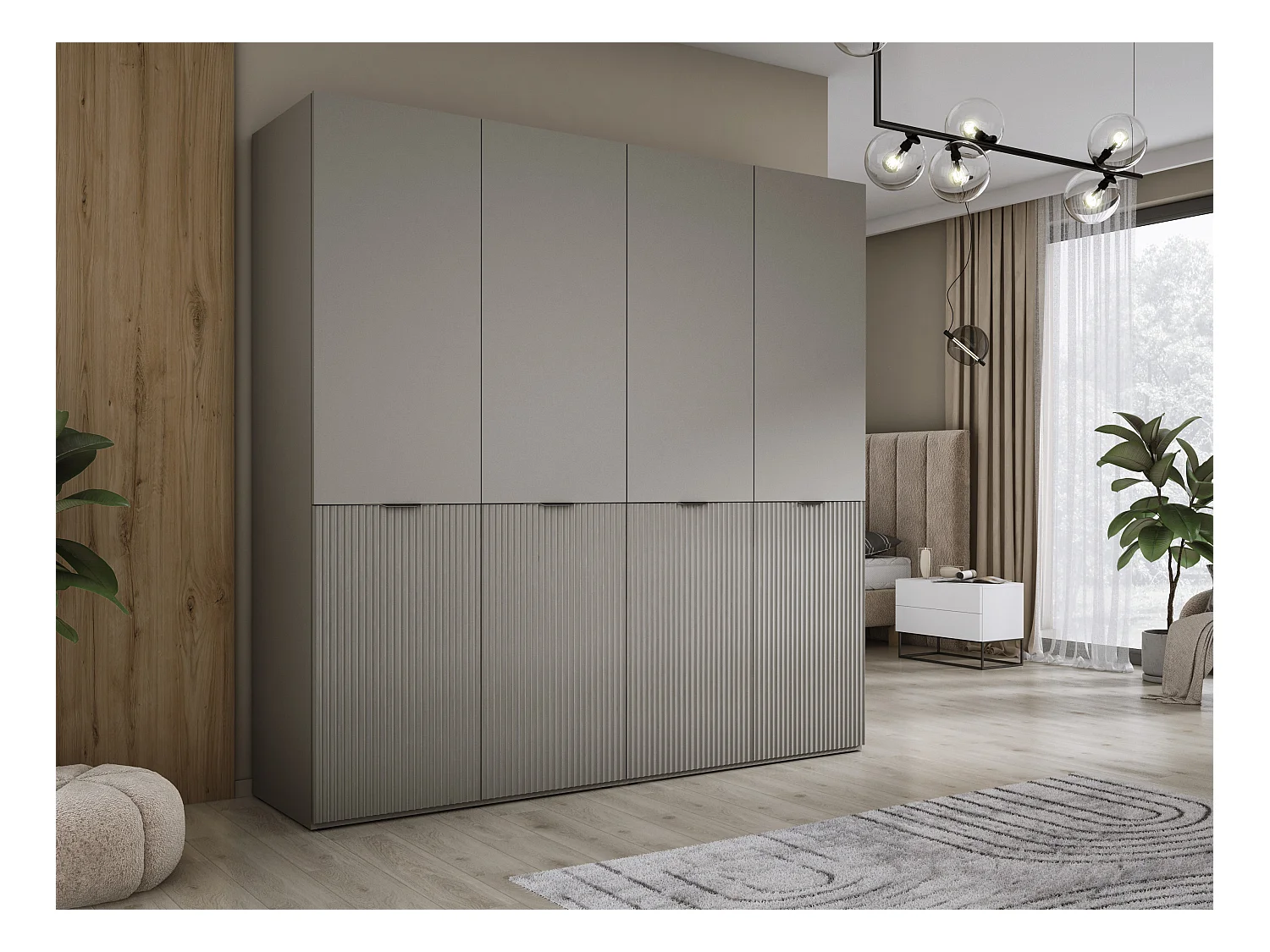 Kleiderschrank, Platingrau / Platingrau, 2 x 100 x 200 x 51 cm