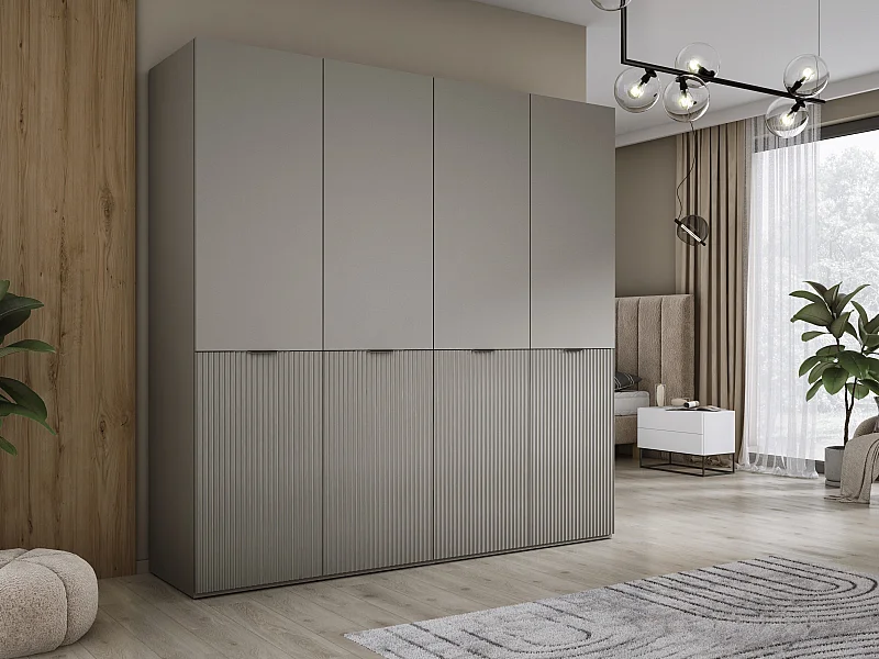 Kleiderschrank, Platingrau / Platingrau, 2 x 100 x 200 x 51 cm