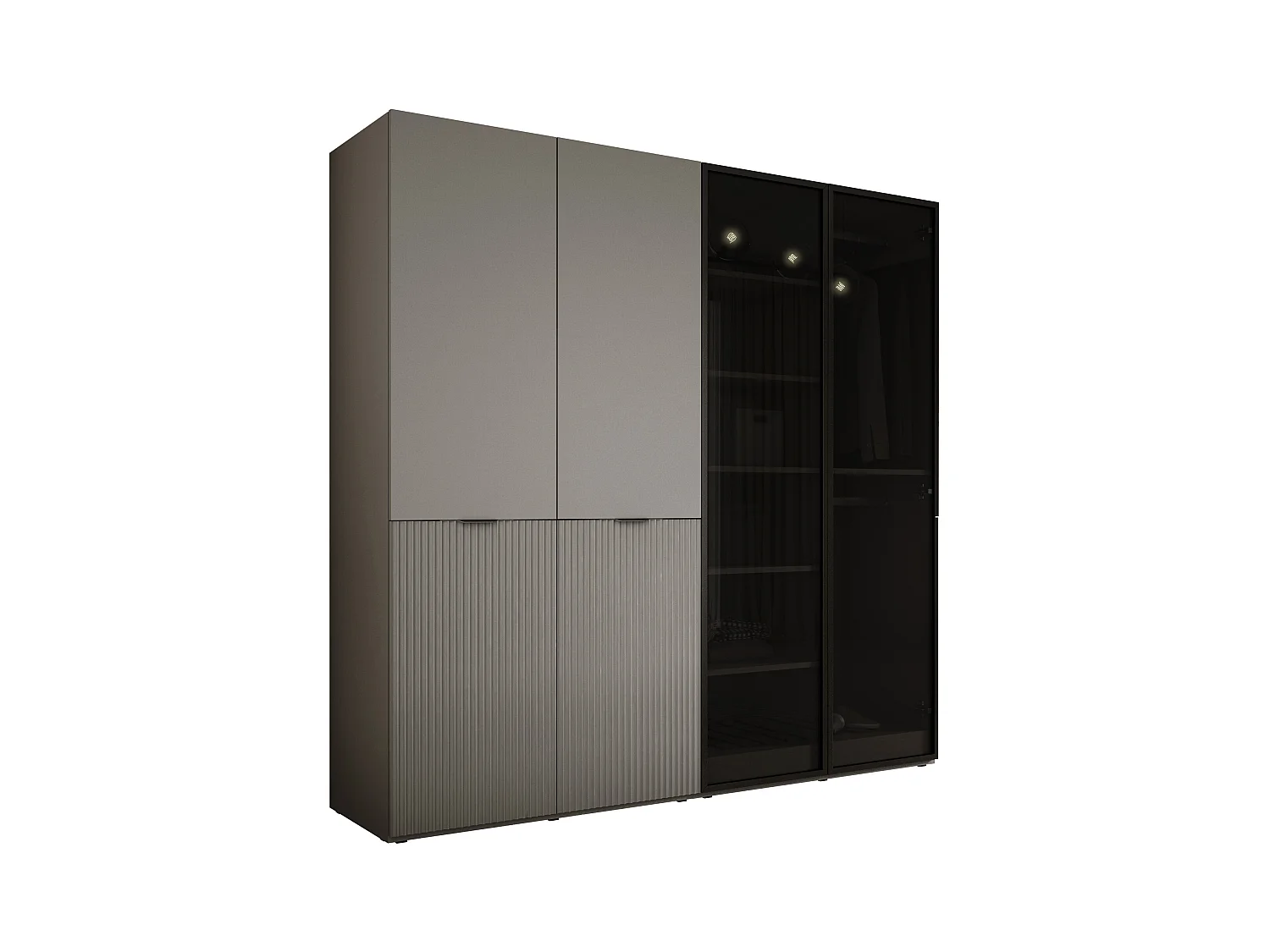 Kleiderschrank, Platingrau / Sandbeige, 2 x 100 x 200 x 51 cm
