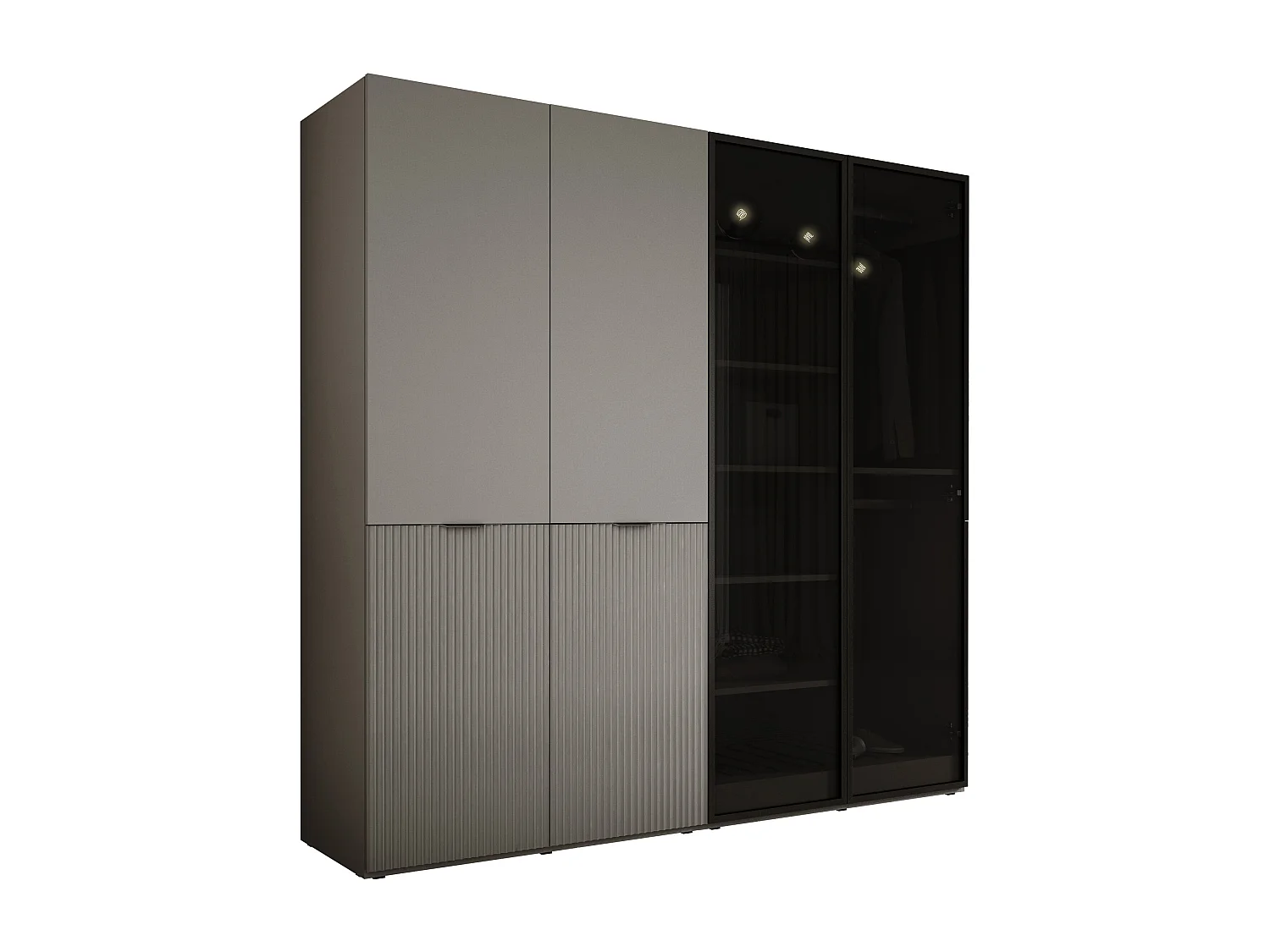 Kleiderschrank, Platingrau / Sandbeige, 2 x 100 x 200 x 51 cm