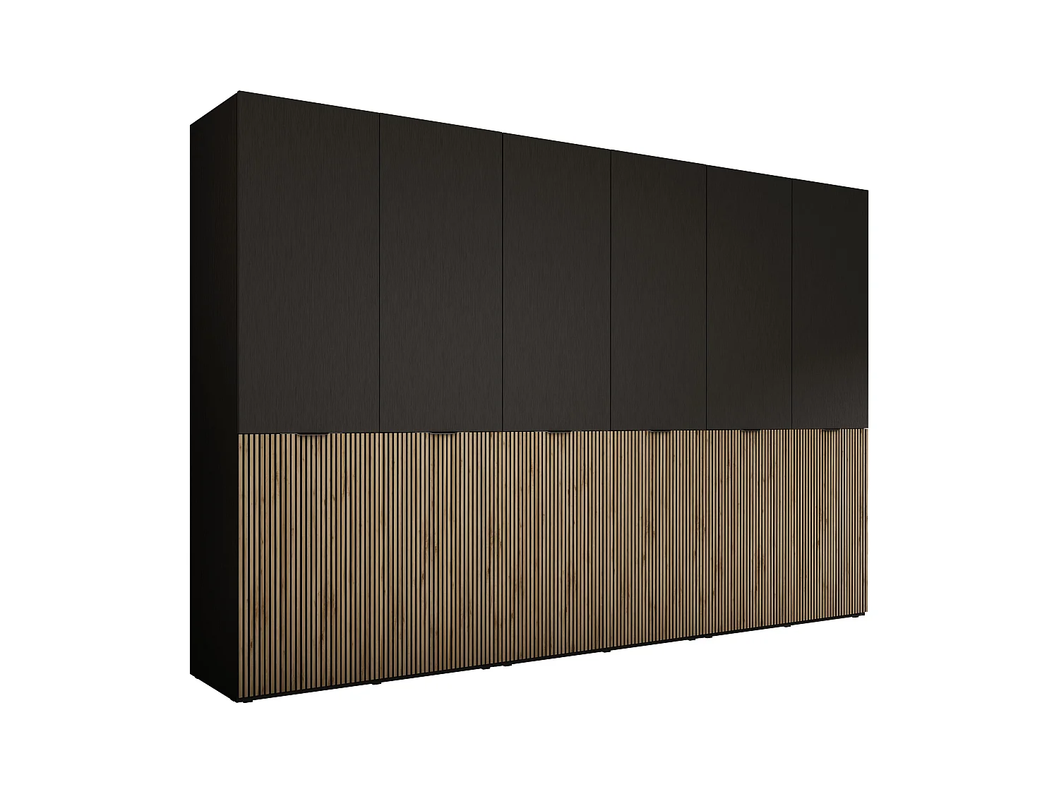 Kleiderschrank, Graphitschwarz / Wotan-Eiche, 3 x 100 x 200 x 51 cm