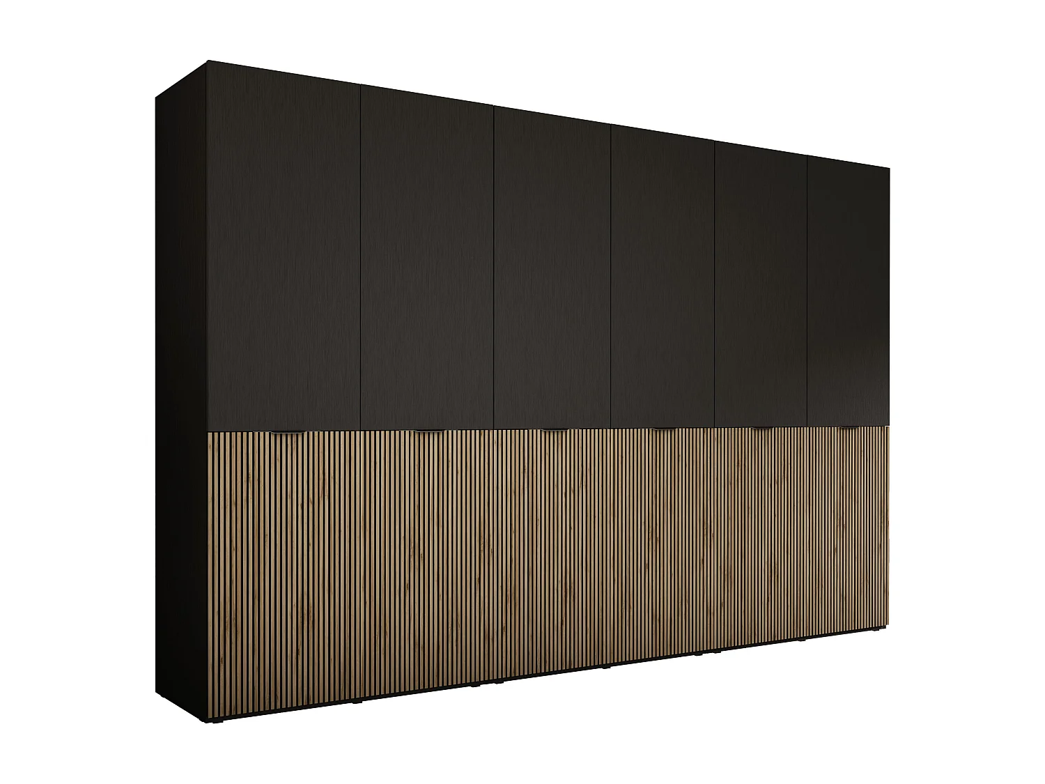 Kledingkast: Grafietzwart / Wotan Eiken, 300 x 200 x 51 cm