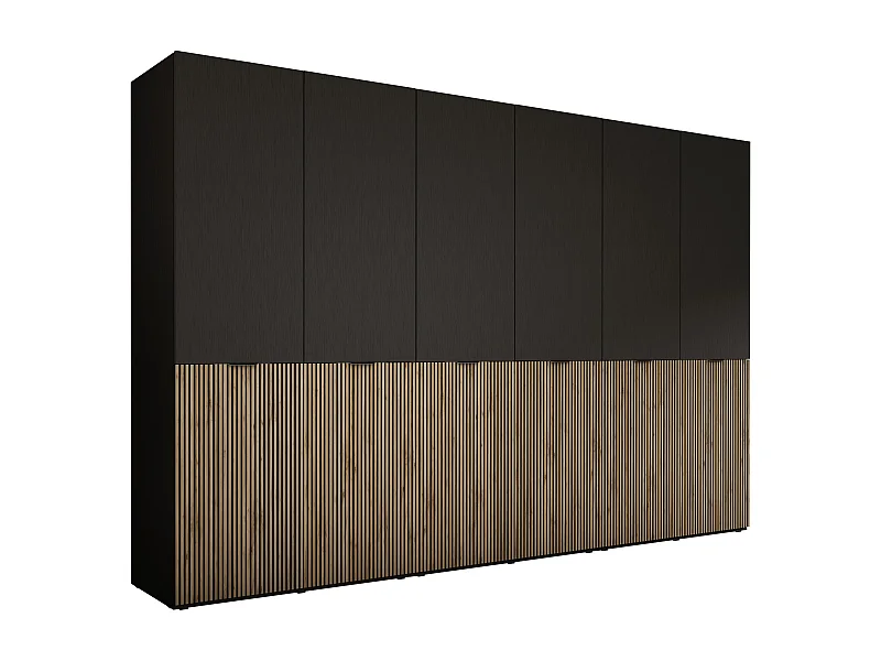 Kleiderschrank: Graphitschwarz / Wotan-Eiche, 300 x 200 x 51 cm