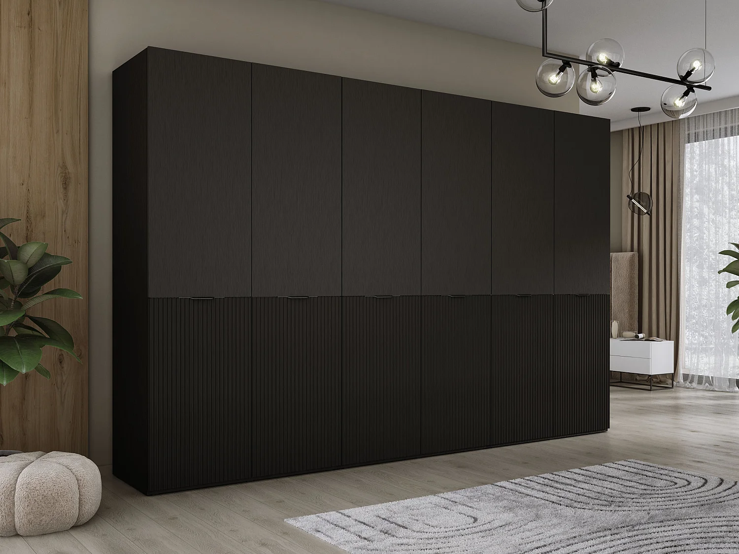 Kleiderschrank, Graphitschwarz, 3 x 100 x 200 x 51 cm