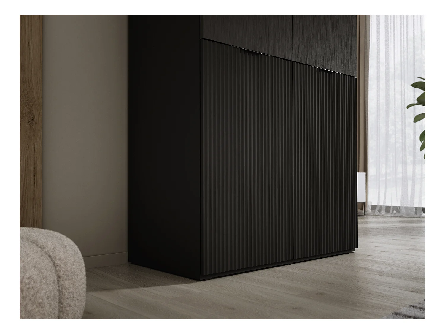 Kleiderschrank, Graphitschwarz, 100 x 200 x 51 cm