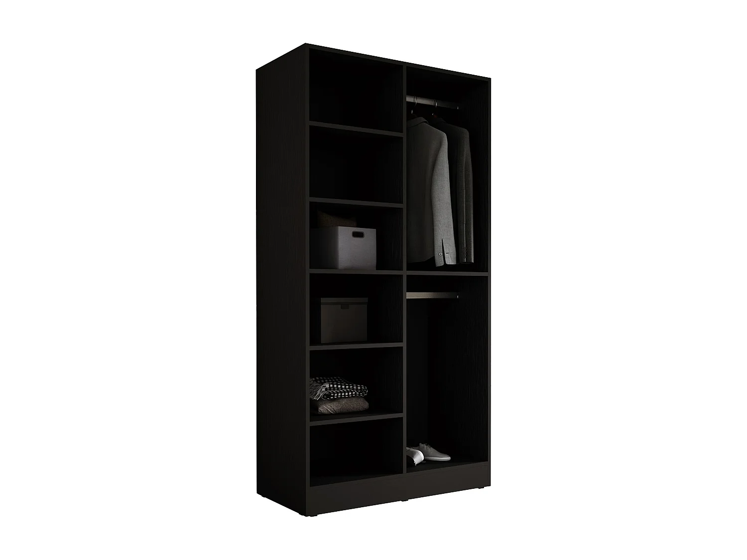 Kleiderschrank: Graphitschwarz, 100 x 200 x 51 cm