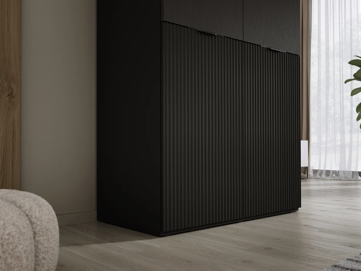 Kleiderschrank: Graphitschwarz, 100 x 200 x 51 cm