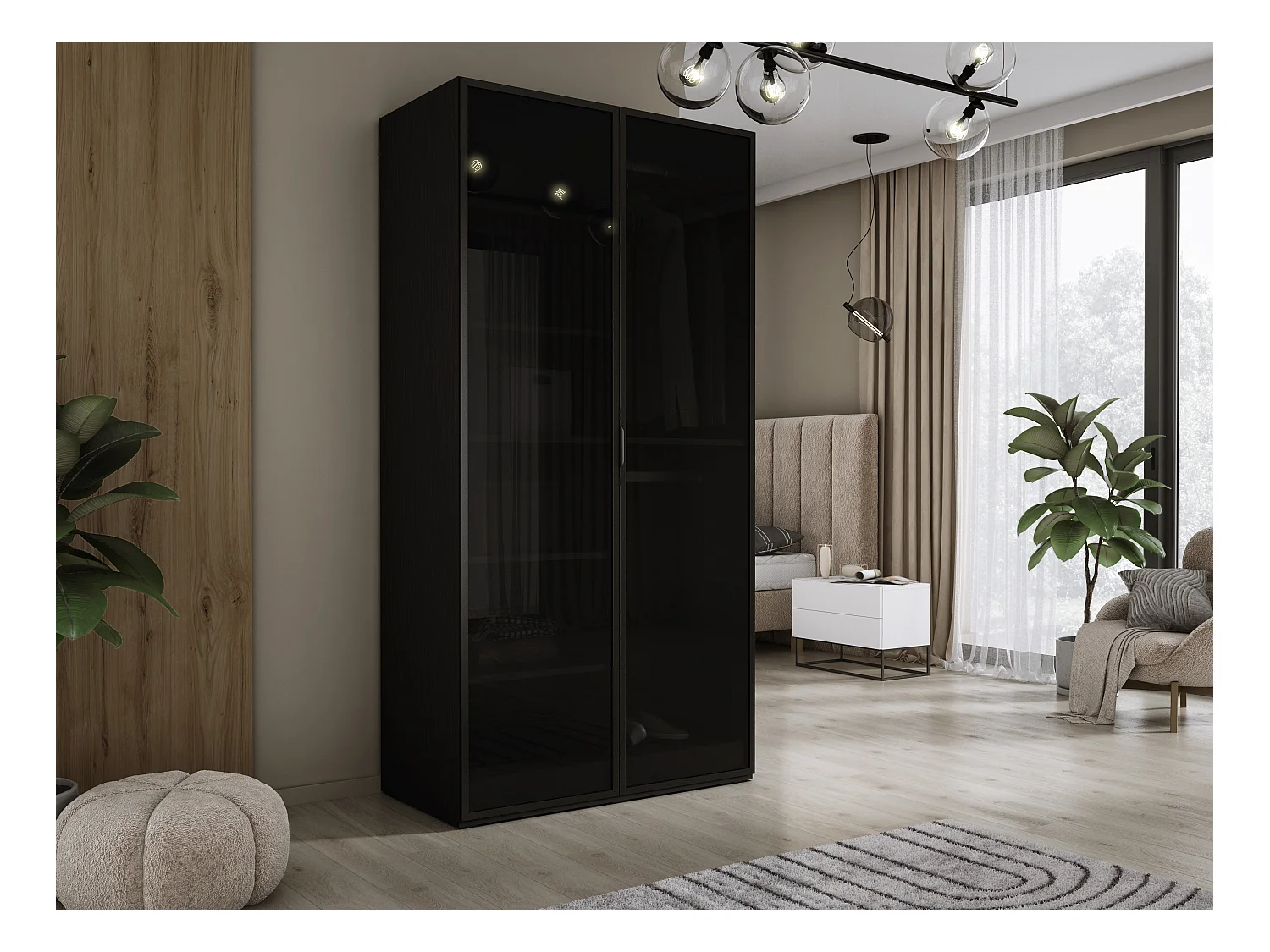 Kleiderschrank, Graphitschwarz, 100 x 200 x 51 cm