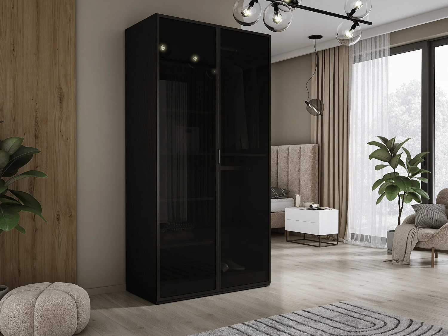 Kleiderschrank, Graphitschwarz, 100 x 200 x 51 cm