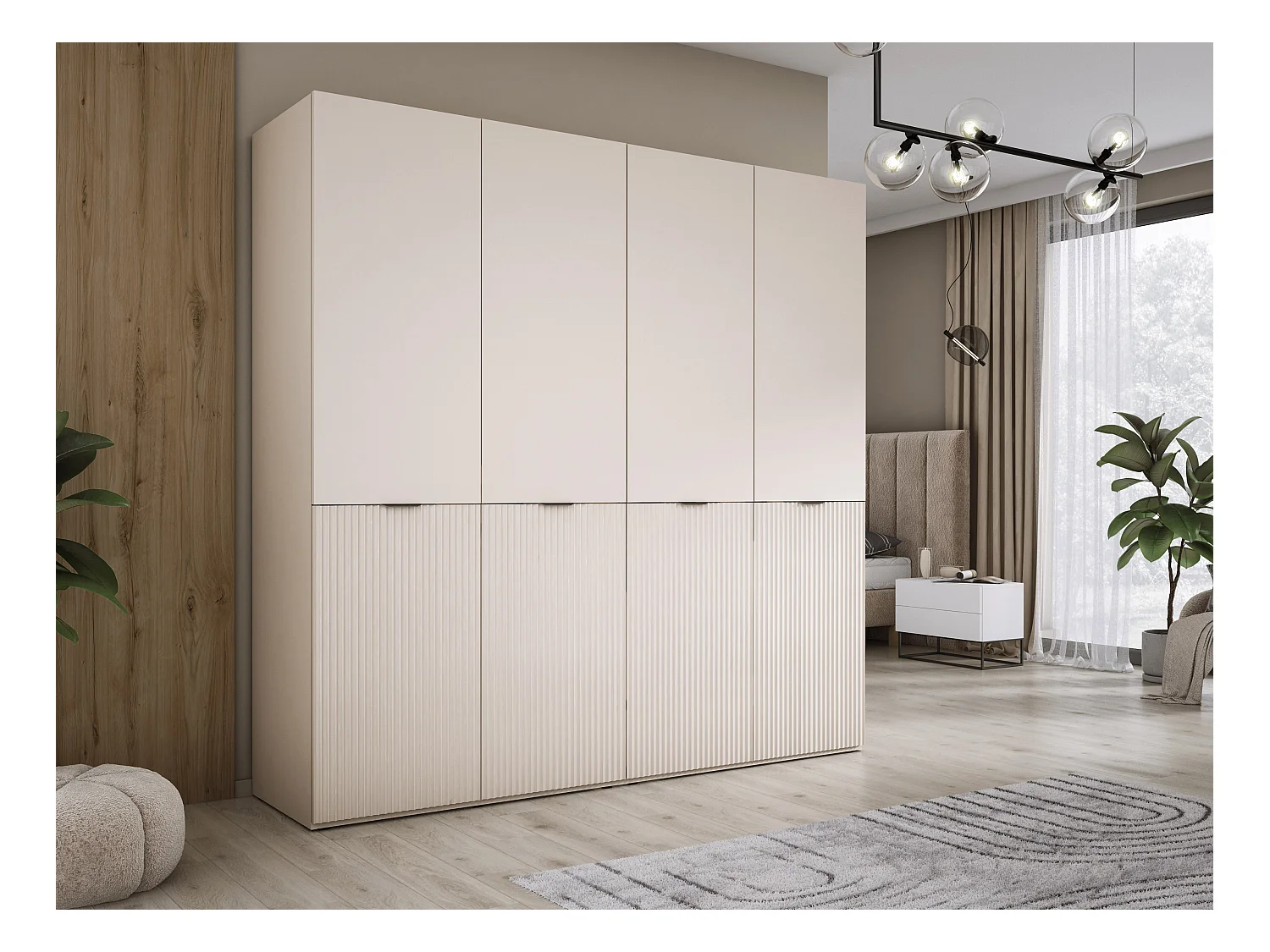 Kleiderschrank, Sandbeige / Sandbeige, 2 x 100 x 200 x 51 cm
