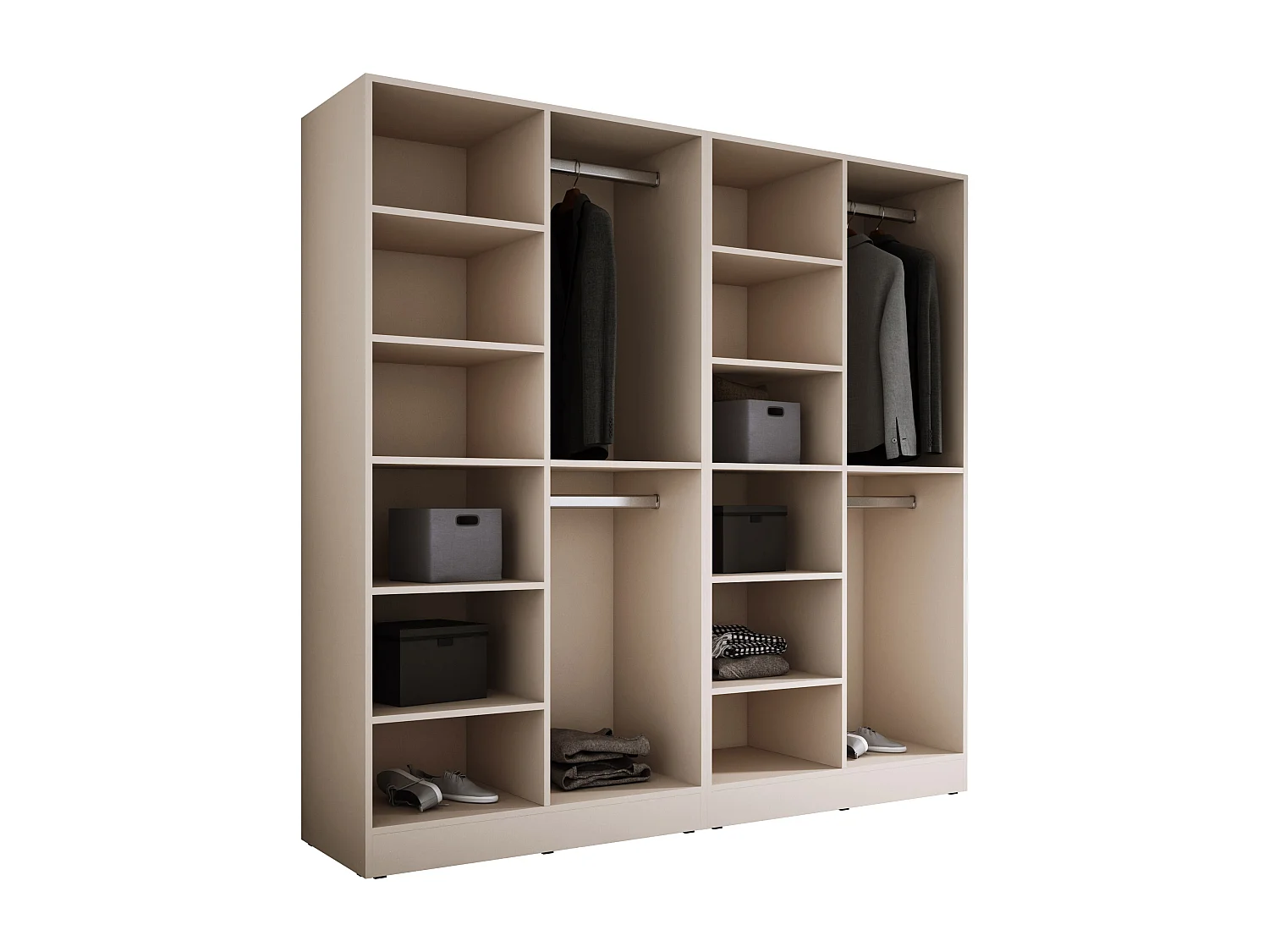 Kledingkast: Zandbeige, 200 x 200 x 51 cm