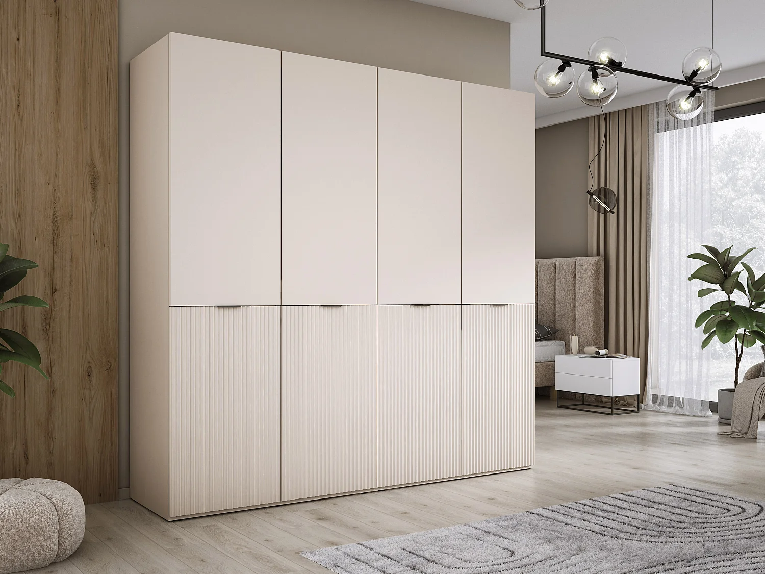 Kleiderschrank: Sandbeige, 200 x 200 x 51 cm