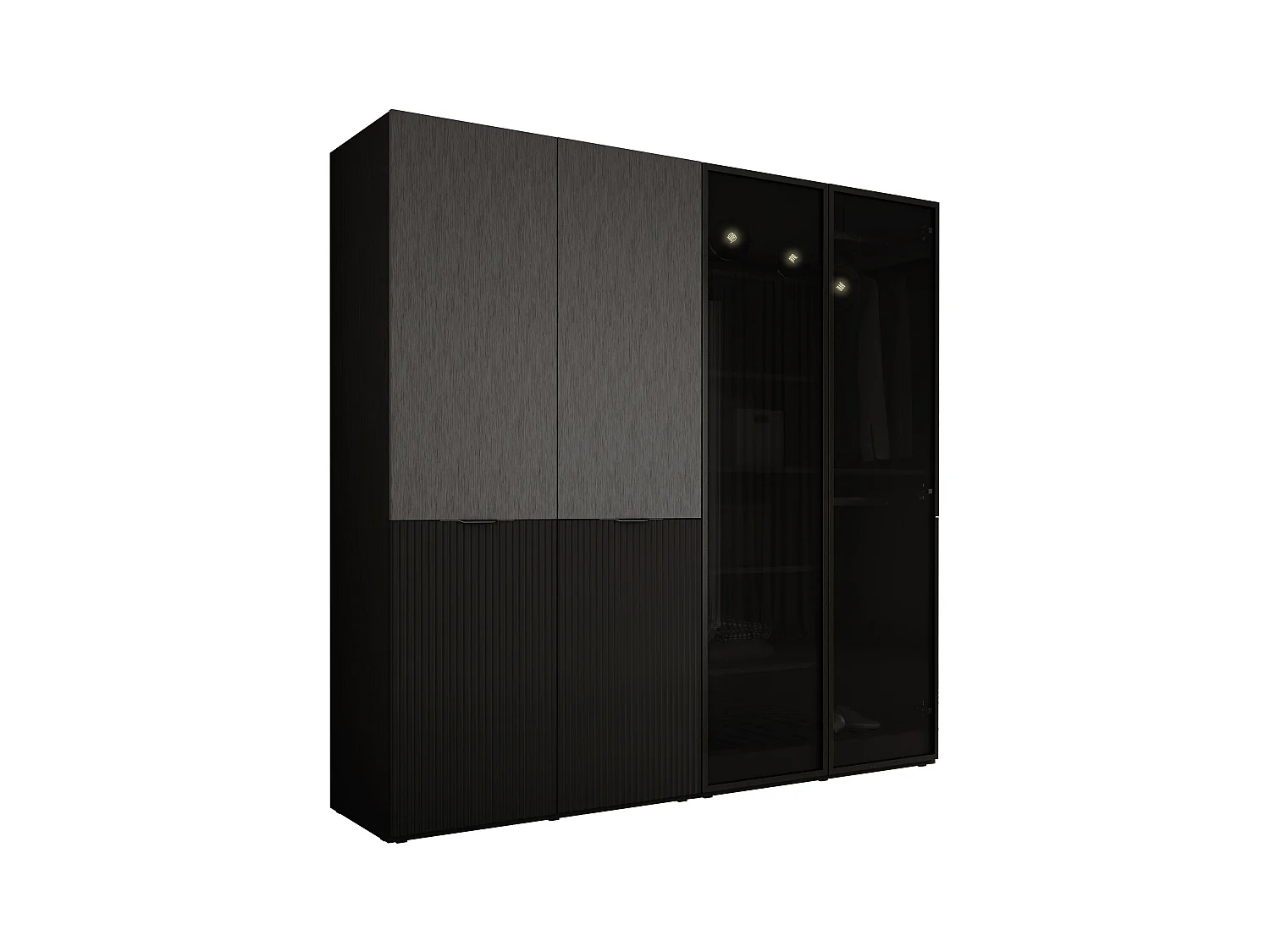 Kleiderschrank, Graphitschwarz, 2 x 100 x 200 x 51 cm