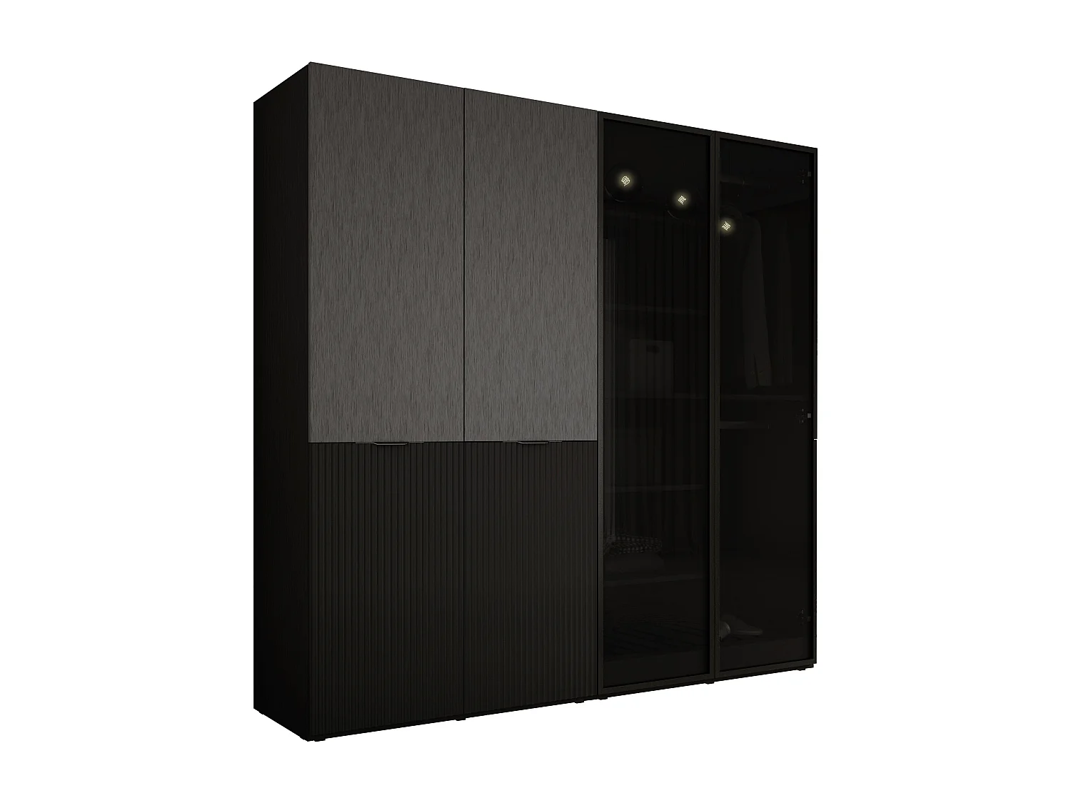 Schrank: Graphitschwarz / Anti-Sonnenschutzglas, 200 x 200 x 51 cm