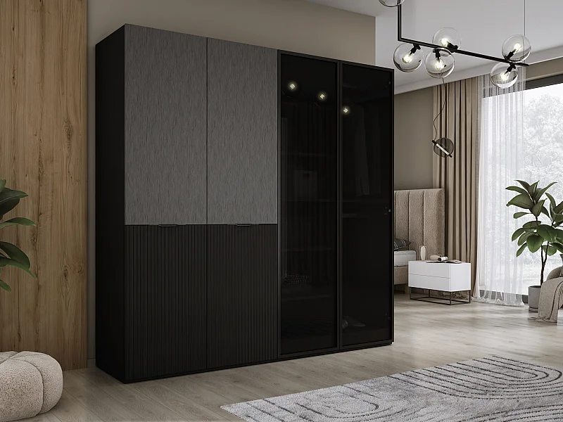 Kleiderschrank, Graphitschwarz, 2 x 100 x 200 x 51 cm