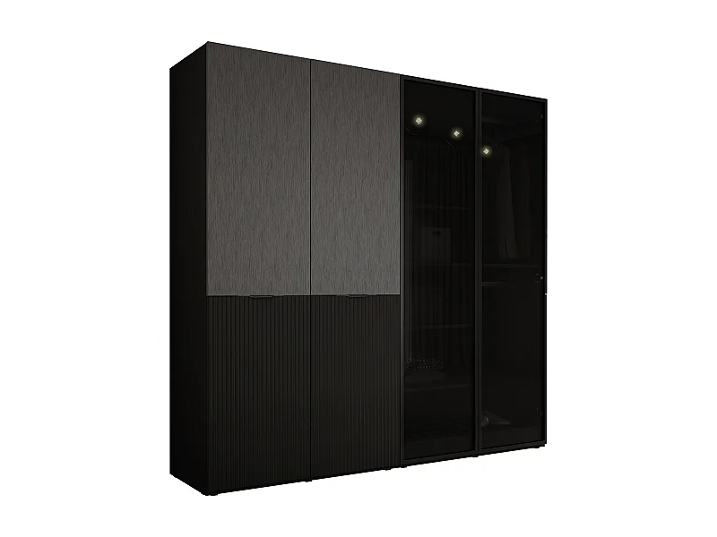 Schrank: Graphitschwarz / Anti-Sonnenschutzglas, 200 x 200 x 51 cm