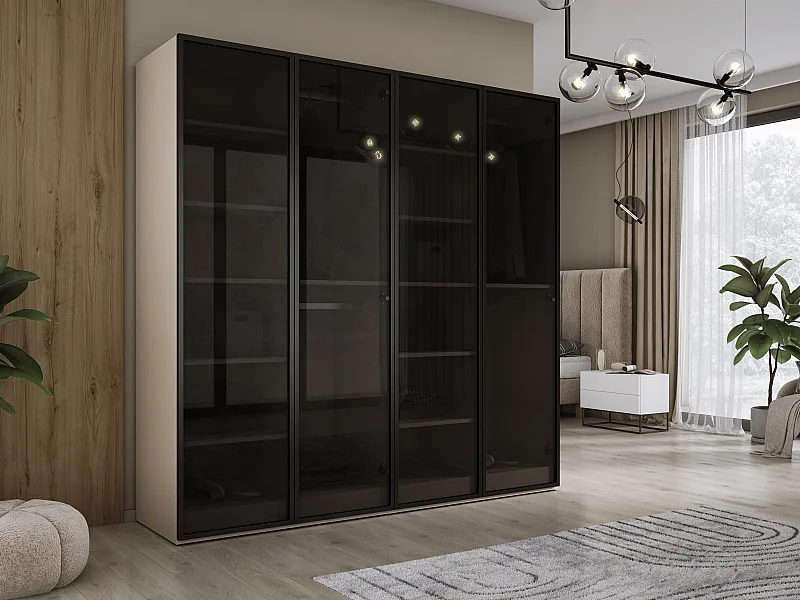 Kleiderschrank, Sandbeige, 2 x 100 x 200 x 51 cm