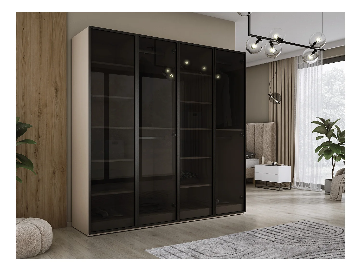 Kleiderschrank, Sandbeige, 2 x 100 x 200 x 51 cm