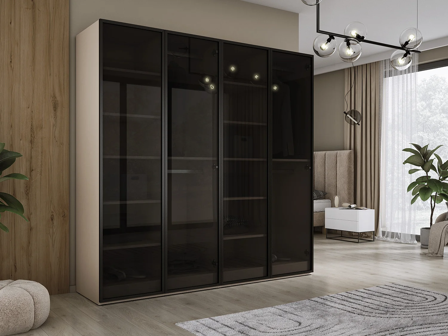 Armadio: Beige Sabbia / Vetro Antisol, 200 x 200 x 51 cm