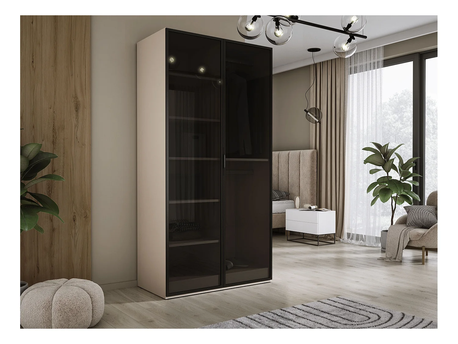 Kleiderschrank, Sandbeige, 100 x 200 x 51 cm