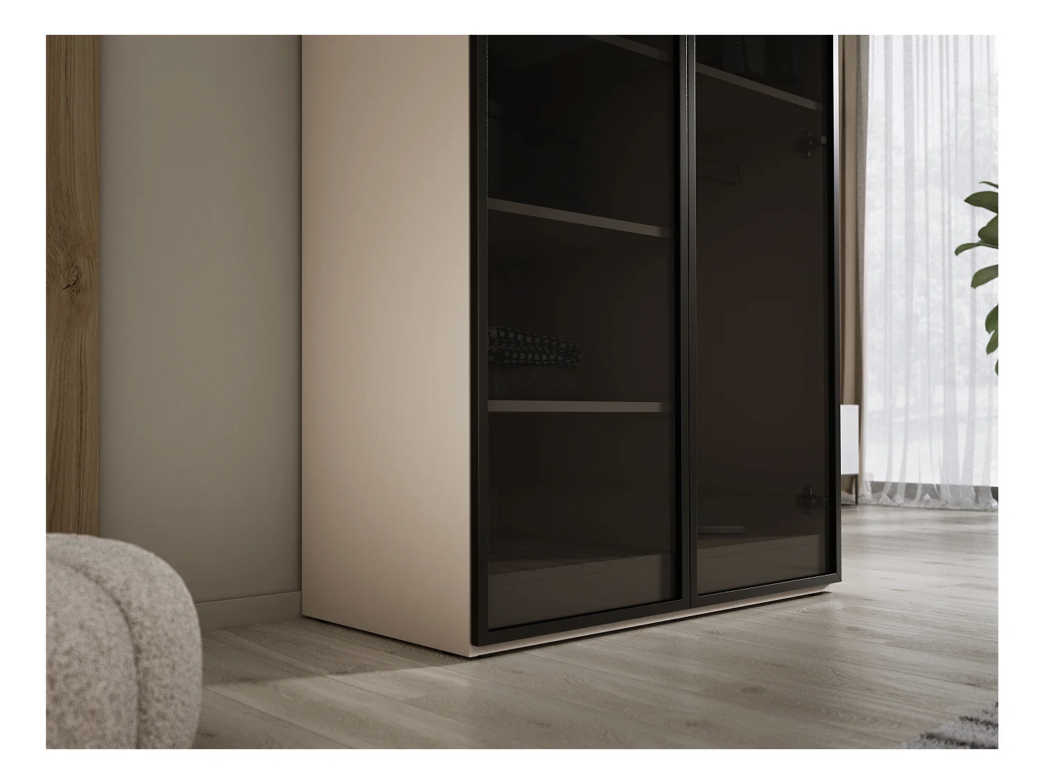 Kleiderschrank, Sandbeige, 100 x 200 x 51 cm