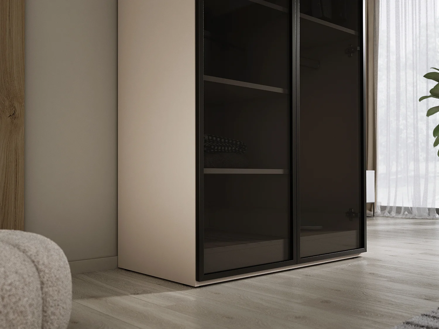 Kleiderschrank, Sandbeige, 100 x 200 x 51 cm