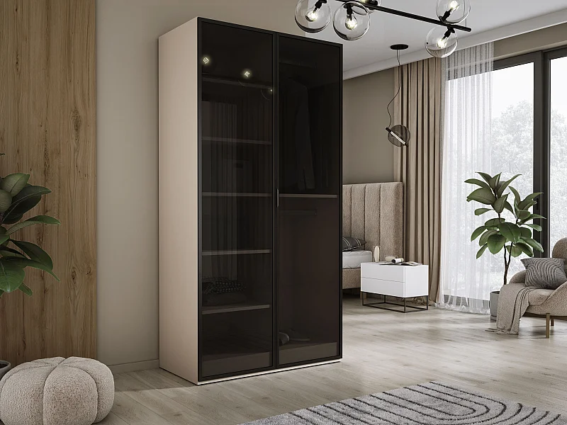 Kleiderschrank, Sandbeige, 100 x 200 x 51 cm