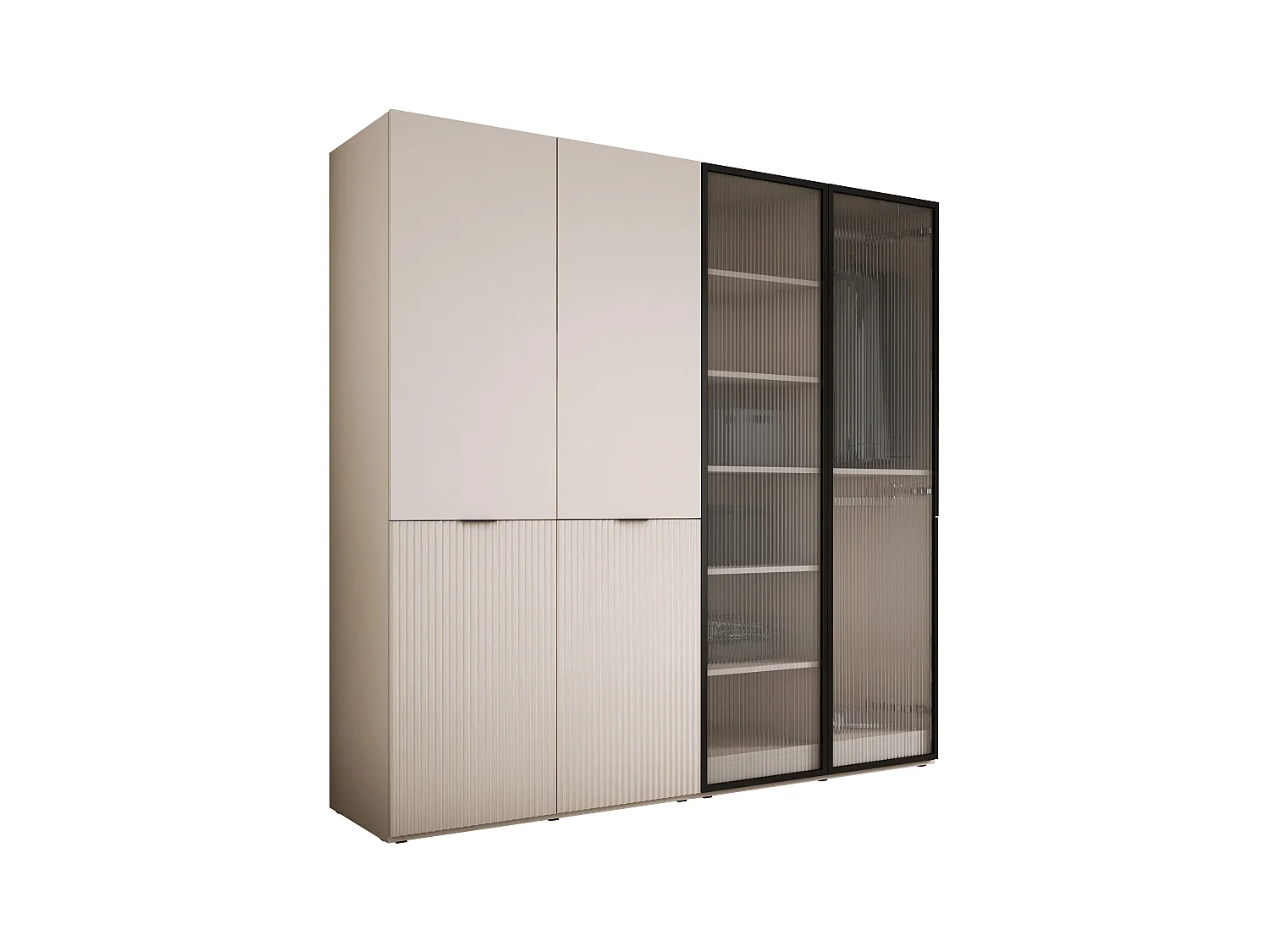 Kleiderschrank, Sandbeige / klares Glas, 2 x 100 x 200 x 51 cm
