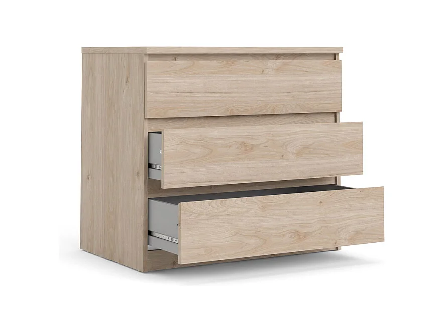 Nada Commode à 3 tiroirs, imitation chêne Hickory.