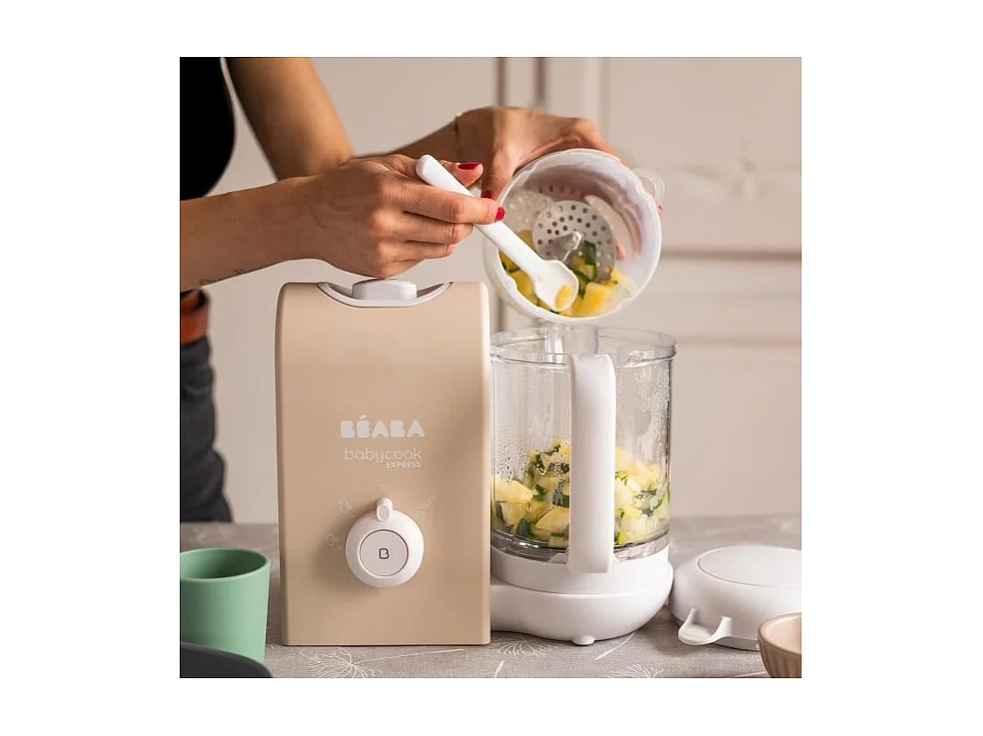 BEABA, Babycook express, robot bébé, 4 en 1 mixeur-cuiseur, terre d'argile