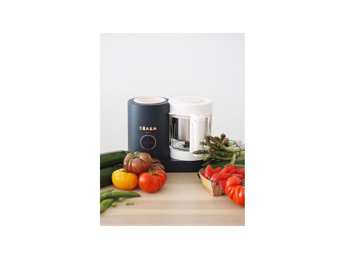 BEABA, Babycook Neo, Robot bebe 4 en 1, Cuiseur, Mixeur, Made in France - Bleu Nuit