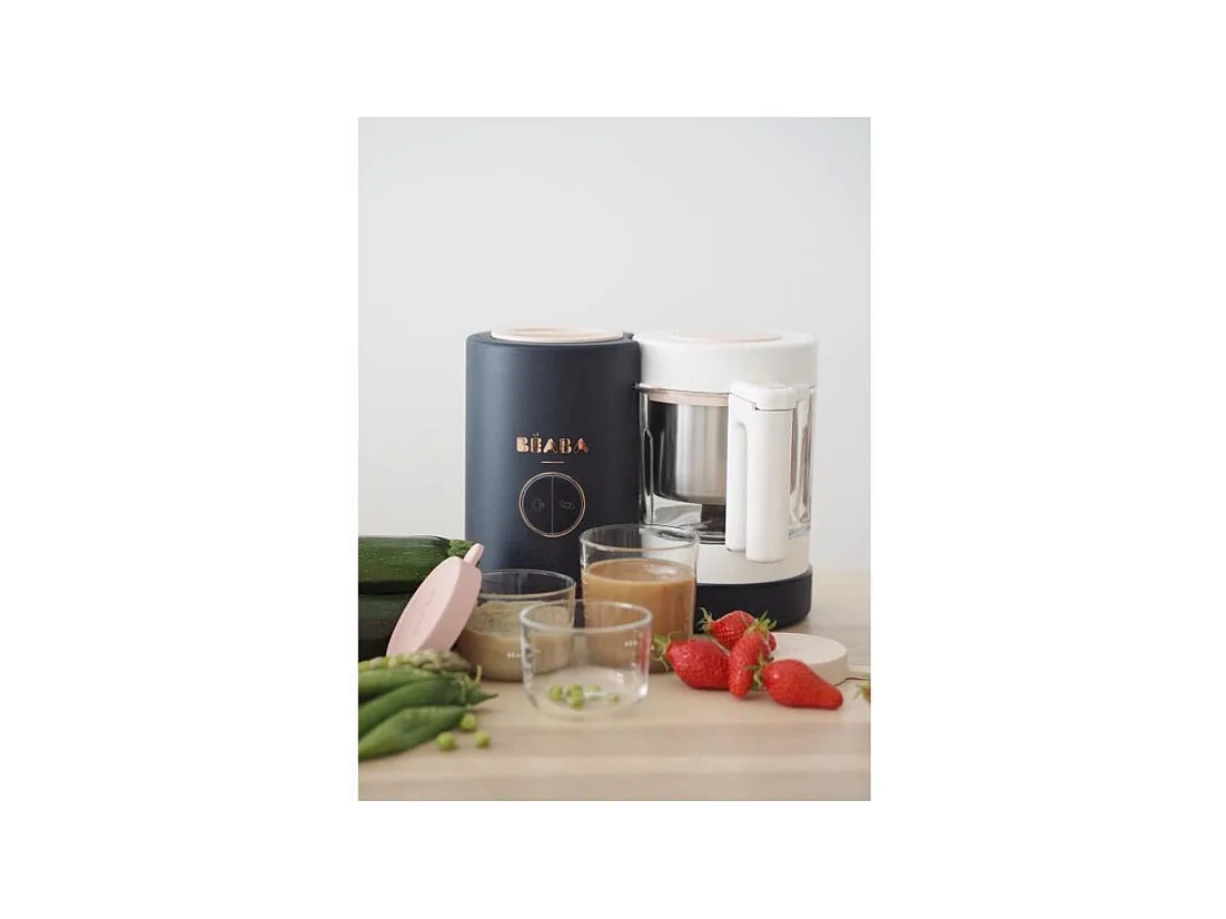 BEABA, Babycook Neo, Robot bebe 4 en 1, Cuiseur, Mixeur, Made in France - Bleu Nuit