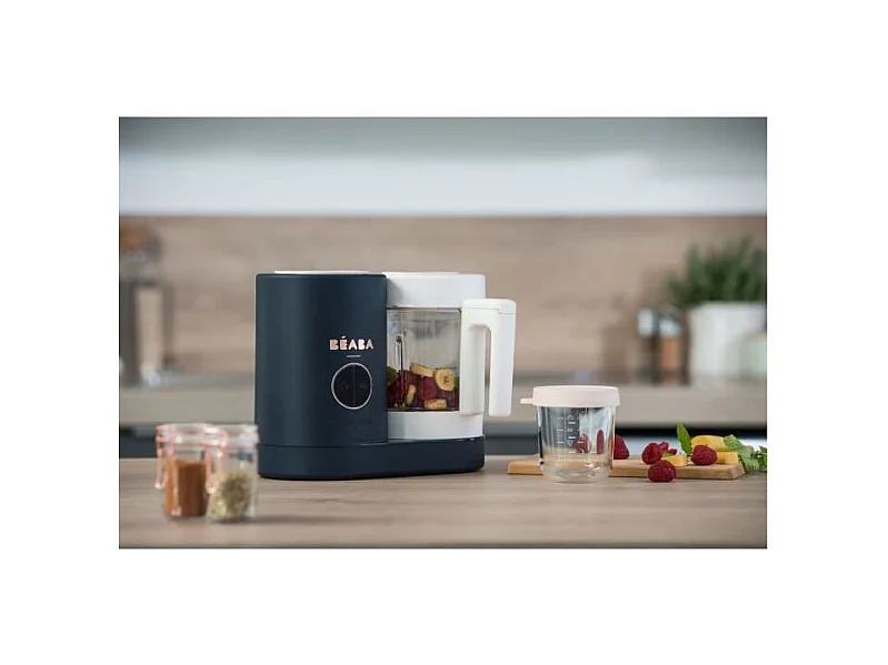 BEABA, Babycook Neo, Robot bebe 4 en 1, Cuiseur, Mixeur, Made in France - Bleu Nuit