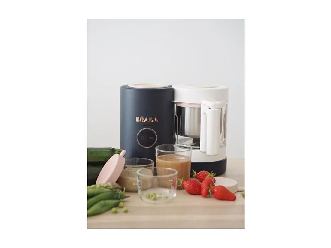 BEABA, Babycook Neo, Robot bebe 4 en 1, Cuiseur, Mixeur, Made in France - Bleu Nuit