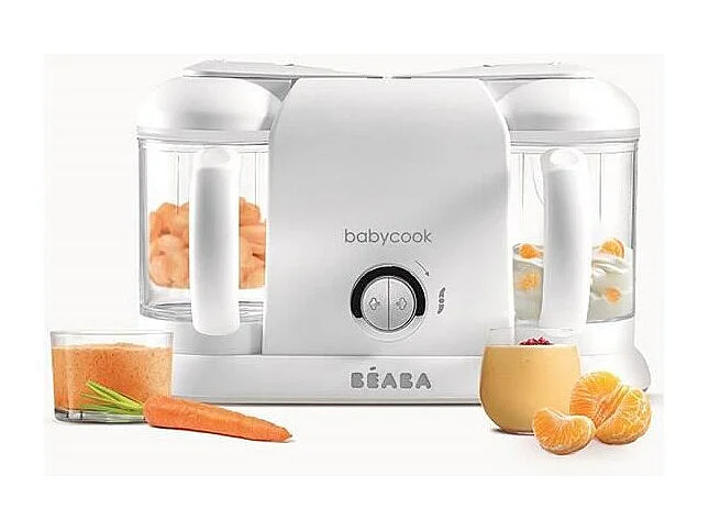 BEABA, Babycook Duo, Robot bebe 4 en 1, Cuiseur, Mixeur, Contenance XXL 2200 ml - Blanc