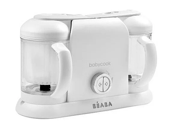 BEABA, Babycook Duo, Robot bebe 4 en 1, Cuiseur, Mixeur, Contenance XXL 2200 ml - Blanc